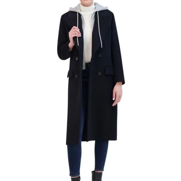 Rebecca Minkoff Jackets & Blazers - Rebecca Minkoff Double Breasted Longline Coat with Jersey Hooded Bib size S
